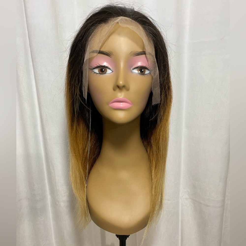 20" 13x6 HD Lace Front Wig Ombre 430/27 Human Hair Straight Glueless Med Cap